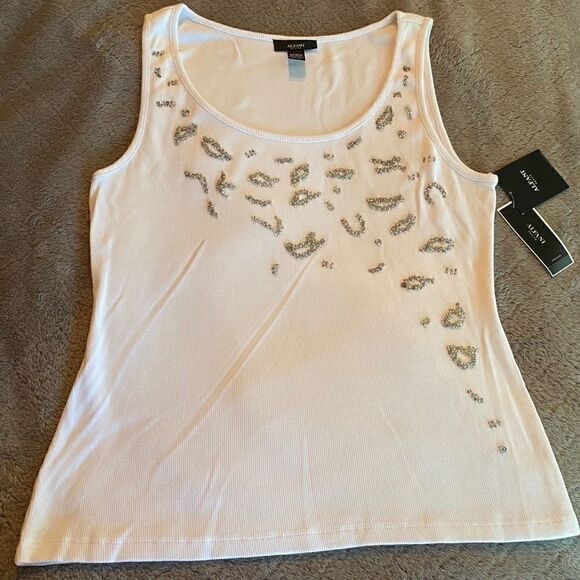 Blinged out white Alfani tank - Picture 1 of 8